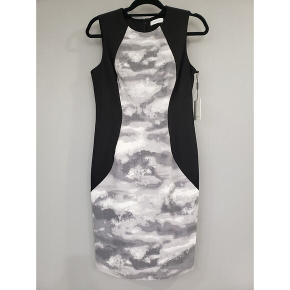 Calvin Klein Sleeveless Round Neck Cloud Tie Dye Color Block Knit‎ Dress Size 6 - Picture 7 of 7